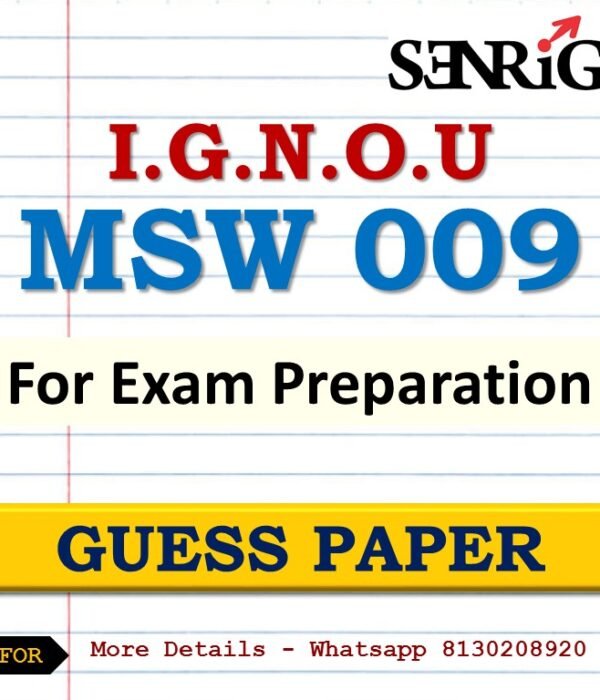 IGNOU MSW 009 Guess Paper For Exam