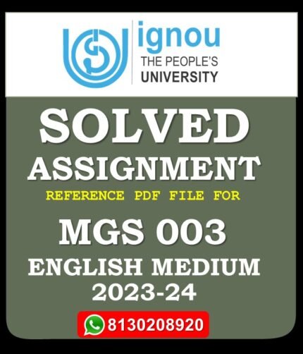 MGS 003 Gender Analysis Solved Assignment 2023-24