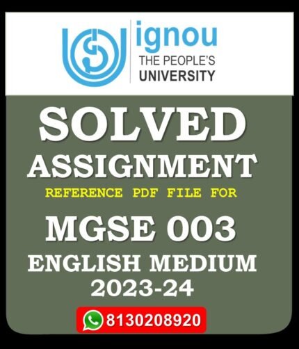 MGSE 003 Gender Mainstreaming Solved Assignment 2023-24