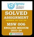 MSW 006 Social Work Research Solved Assignment 2023-24