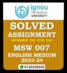 MSW 007 Case Work and Counselling Working with individuals Solved Assignment 2023-24