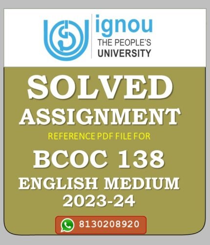 BCOC 138 Cost Accounting Solved Assignment 2023-24