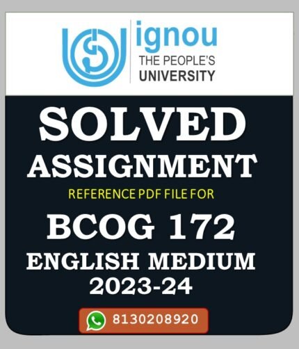 BCOG 172 Indian Economy Solved Assignment 2023-24
