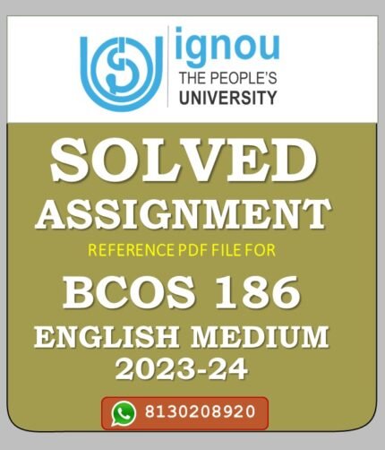 BCOS 186 Personal Selling and Salesmanship Solved Assignment 2023-24