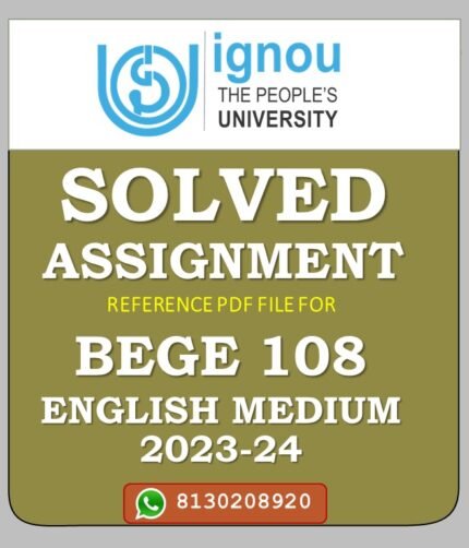 BEGE 108 Reading the Novel Solved Assignment 2023-24