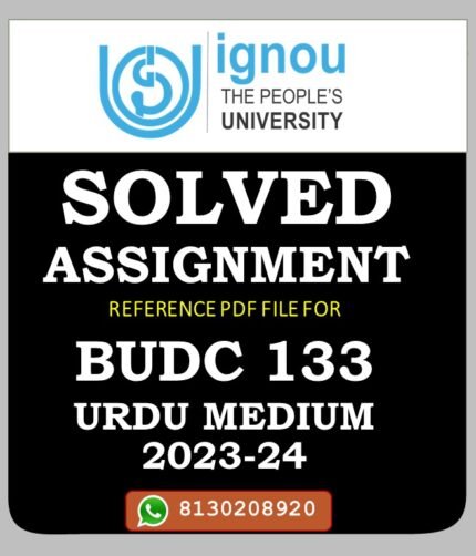BUDC 133 Origin & Develop ment of Urdu Language Solved Assignment 2023-24