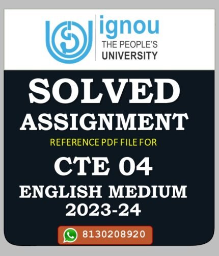 CTE 04 Teaching English (Elementary School) Solved Assignment 2023-24