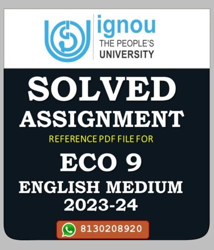 ECO 9 Money Banking and Financial Institutions Solved Assignment 2023-24