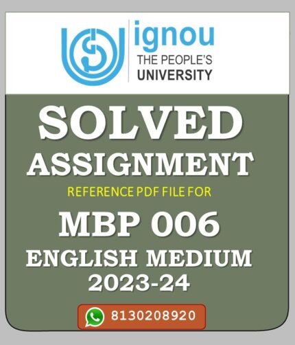 MBP 006 Editing Scientific Technical and Medical Book Solved Assignment 2023-24