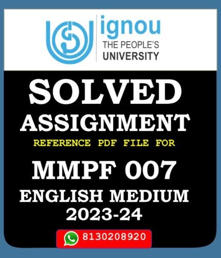 MMPF 007 Equity Markets Solved Assignment 2023-24