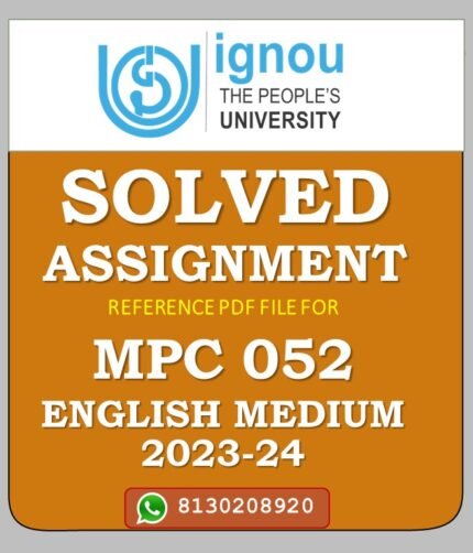 MPC 052 MENTAL DISORDERS Solved Assignment 2023-24