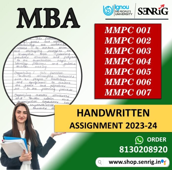 IGNOU MBA Handwritten Assignment 2023-24 (MMPC 001, MMPC 002, MMPC 003, MMPC 004, MMPC 005, MMPC 006, MMPC 007)
