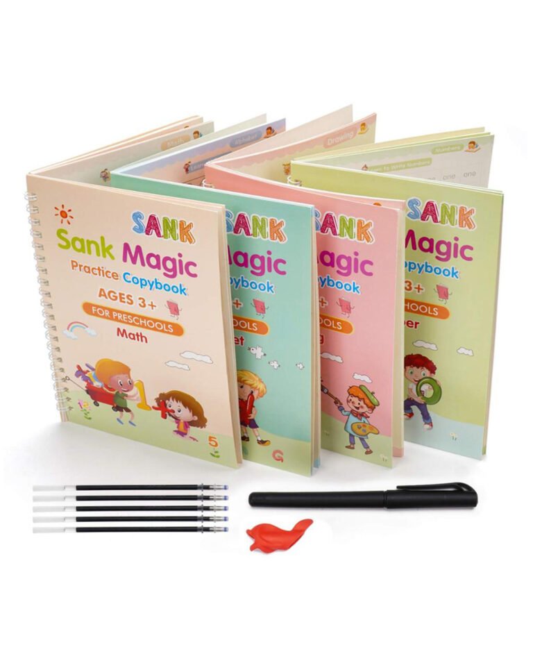 SENRiG MAGIC Practice Copybook For Kids (4 Book+1 Pen+10 Refill+1 Grip) Magic Practice Copy Book For Preschoolers