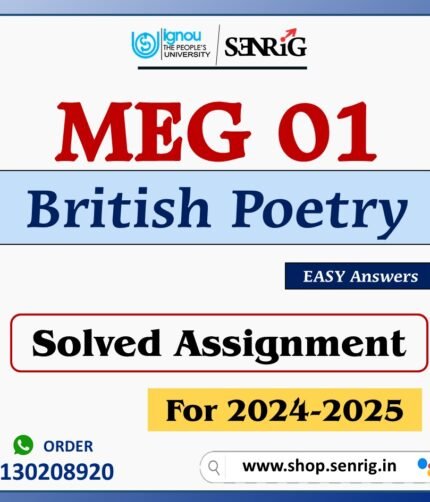 MEG 01 British Poetry Solved Assignment for Session 2024-25 Download PDF