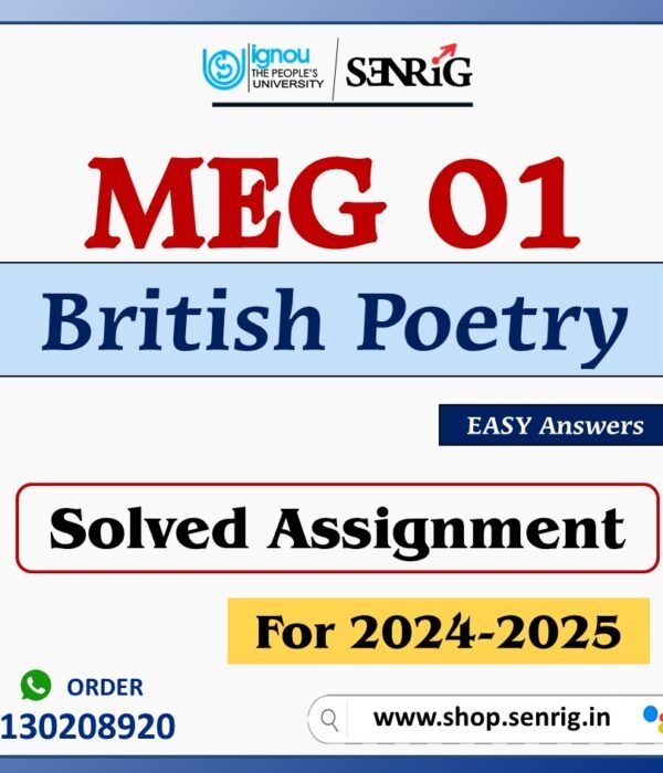 MEG 01 British Poetry Solved Assignment for Session 2024-25 Download PDF
