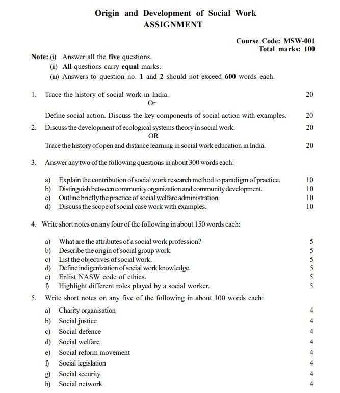 IGNOU MSW 001 Solved Assignment 2024-25 PDF (English)