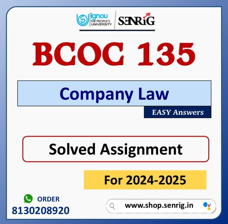 BCOC 135 Company Law Solved Assignment for Session 2024-25 Download PDF