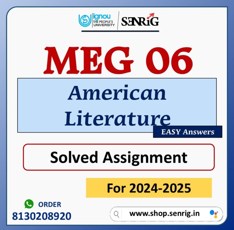 MEG 06 American Literature Solved Assignment for Session 2024-25 Download PDF