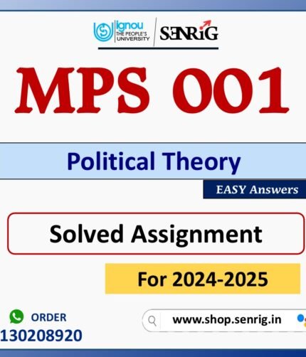 MPS 001 Political Theory Solved Assignment for Session 2024-25 Download PDF