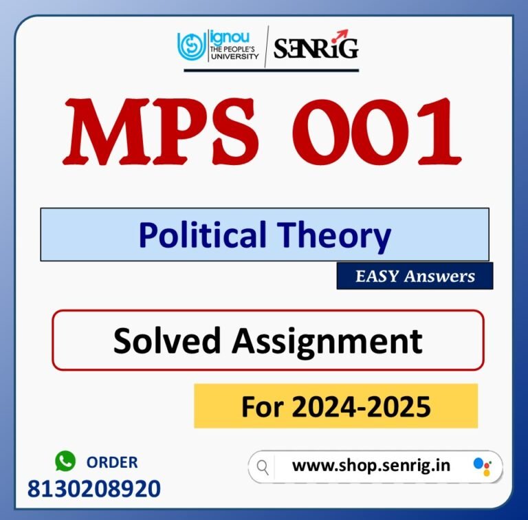 MPS 001 Political Theory Solved Assignment for Session 2024-25 Download PDF