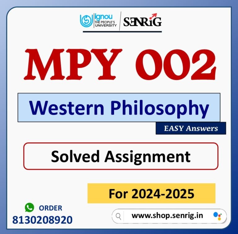 MPY 002 Western Philosophy Solved Assignment for Session 2024-25 Download PDF