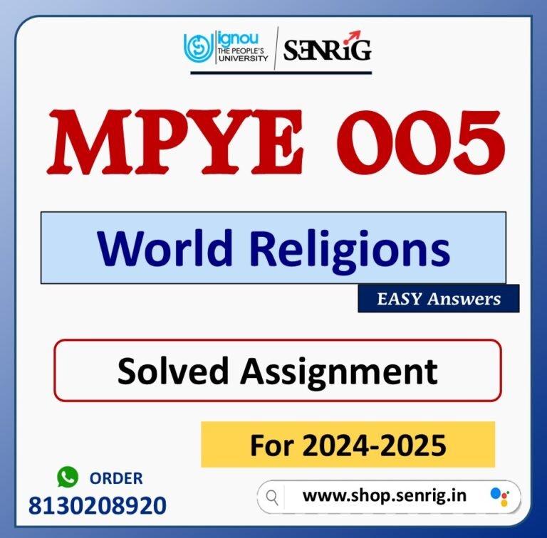 MPYE 005 World Religions Solved Assignment for Session 2024-25 Download PDF