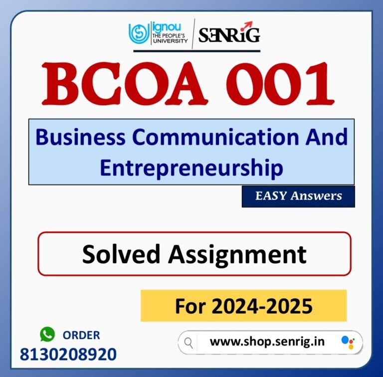 BCOA 001 Business Communication And Entrepreneurship Solved Assignment for Session 2024-25 Download PDF