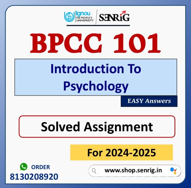 BPCC 101 Introduction To Psychology Solved Assignment for Session 2024-25 Download PDF