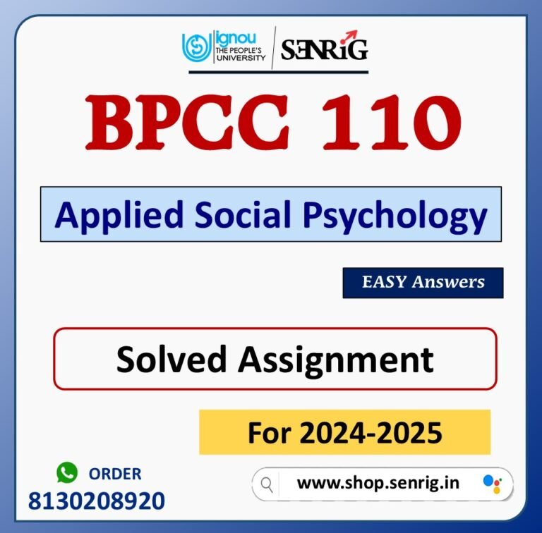 BPCC 110 Applied Social Psychology Solved Assignment for Session 2024-25 Download PDF