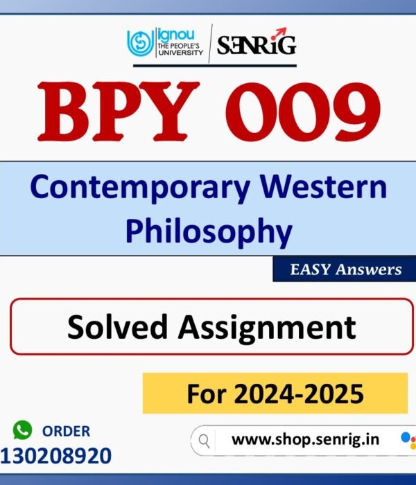 BPY 009 Contemporary Western Philosophy Solved Assignment for Session 2024-25 Download PDF