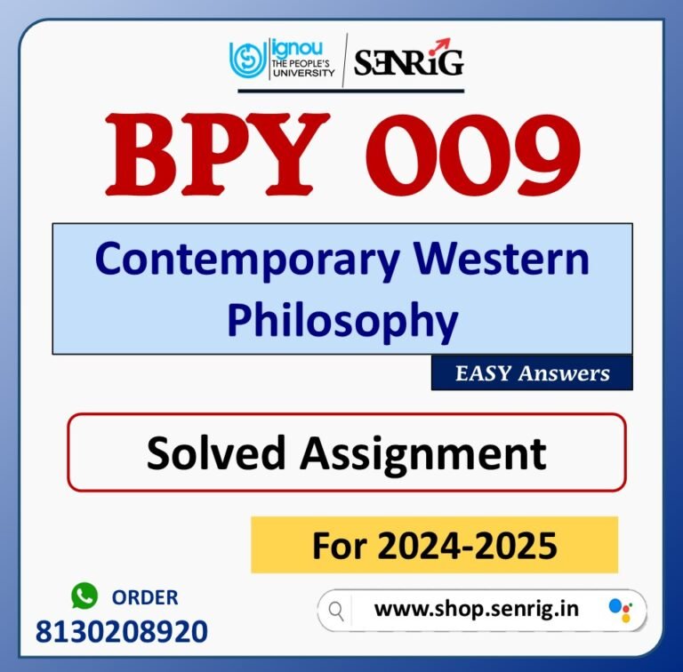 BPY 009 Contemporary Western Philosophy Solved Assignment for Session 2024-25 Download PDF