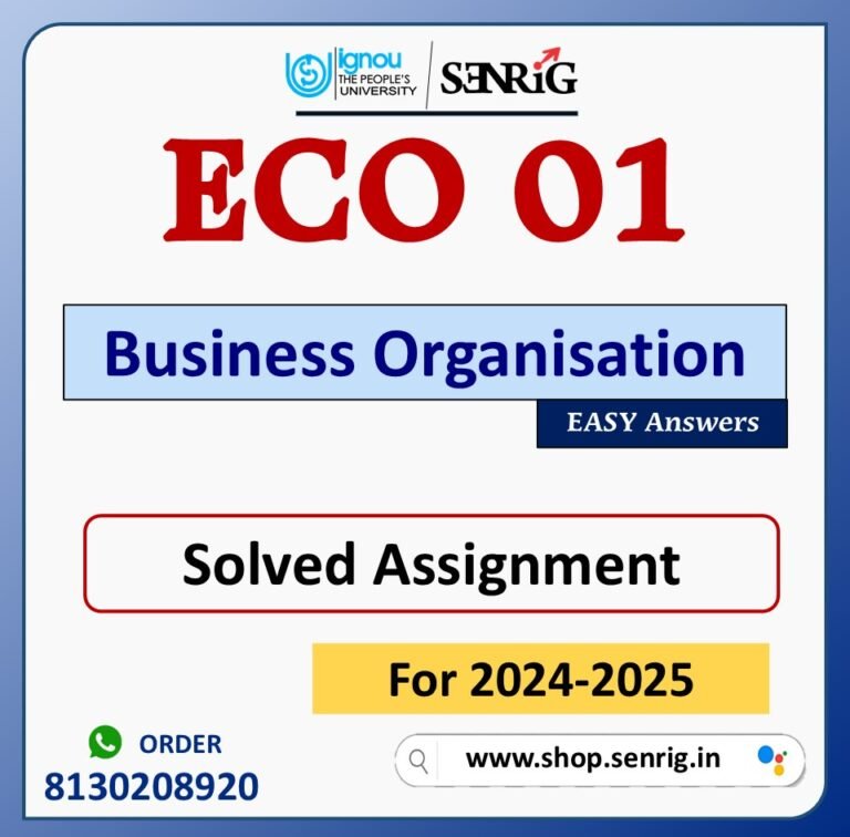 ECO 01 Business Organisation Solved Assignment for Session 2024-25 Download PDF