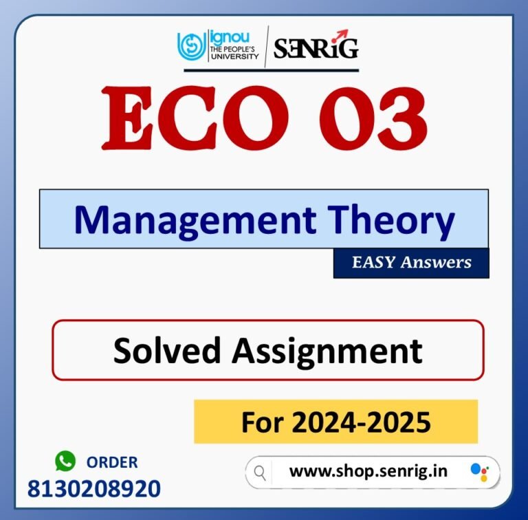 ECO 03 Management Theory Solved Assignment for Session 2024-25 Download PDF
