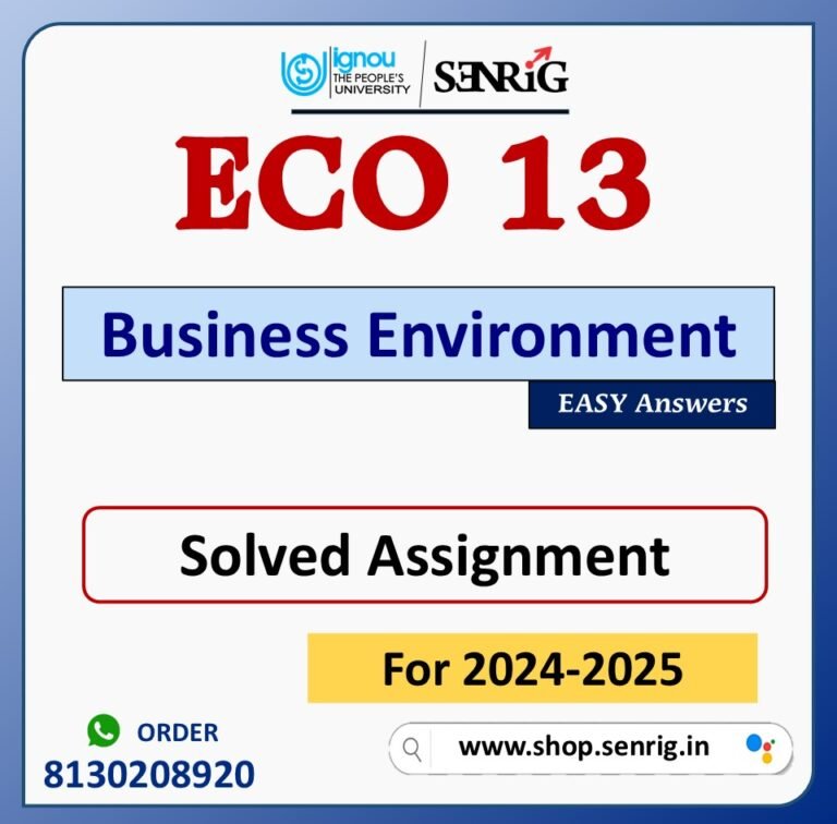ECO 13 Business Environment Solved Assignment for Session 2024-25 Download PDF