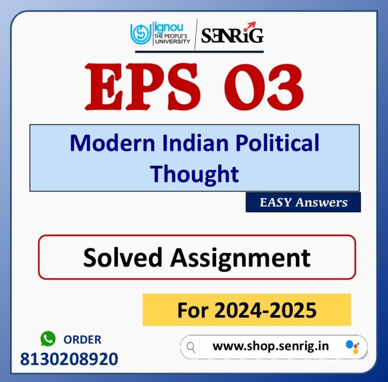 EPS 03 Modern Indian Political Thought Solved Assignment for Session 2024-25 Download PDF