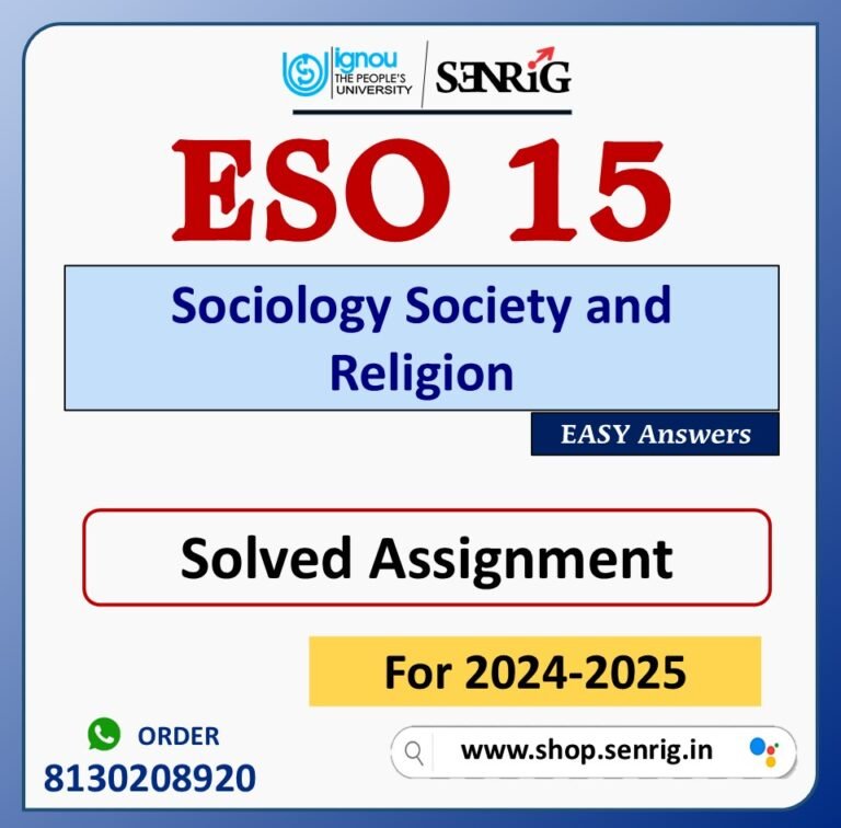 ESO 15 Sociology Society and Religion Solved Assignment for Session 2024-25 Download PDF
