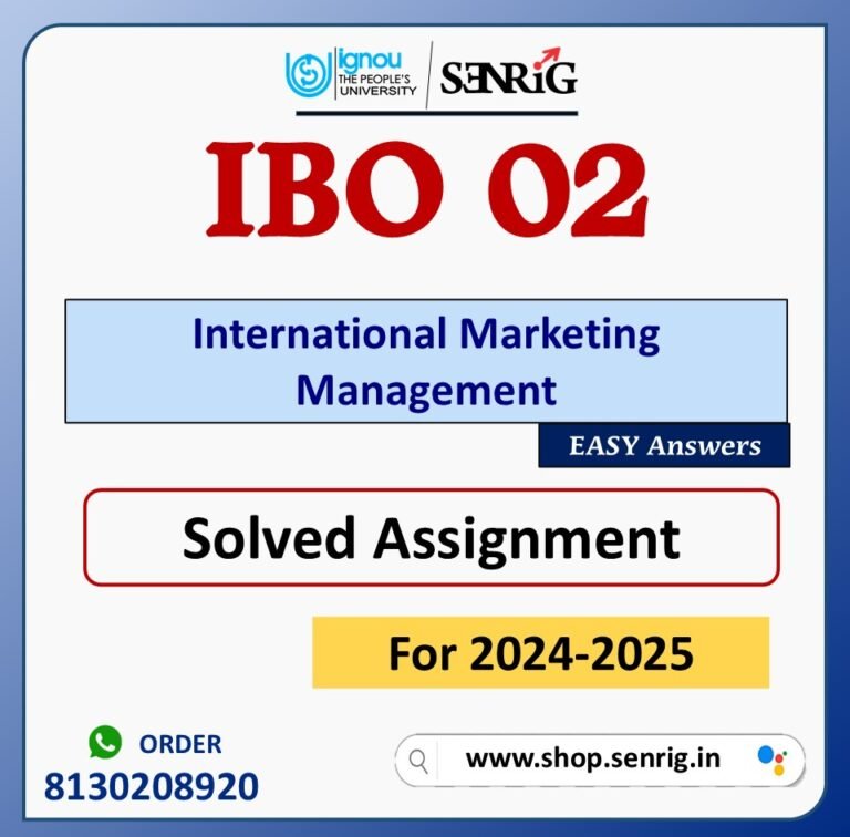 IBO 02 International Marketing Management Solved Assignment for Session 2024-25 Download PDF