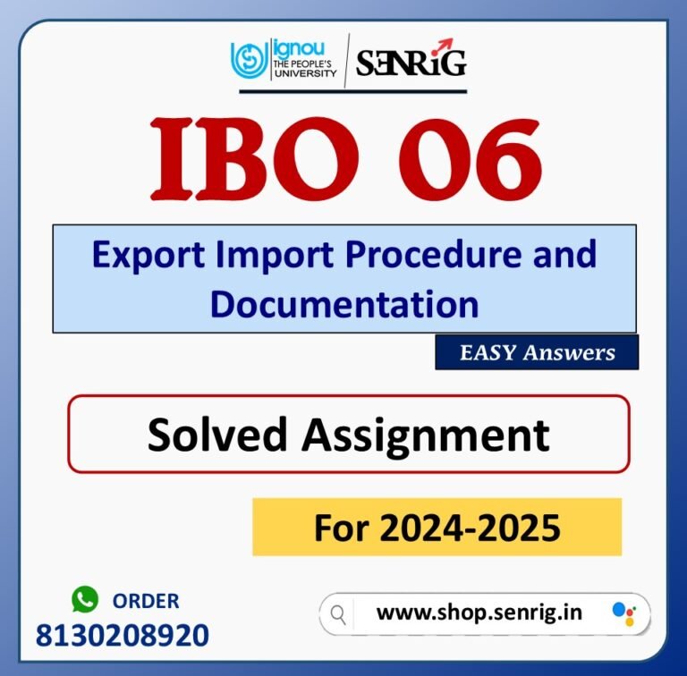 IBO 06 International Business Finance Solved Assignment for Session 2024-25 Download PDF
