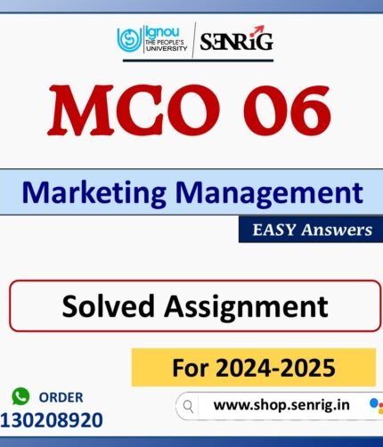 MCO 06 Marketing Management Solved Assignment for Session 2024-25 Download PDF