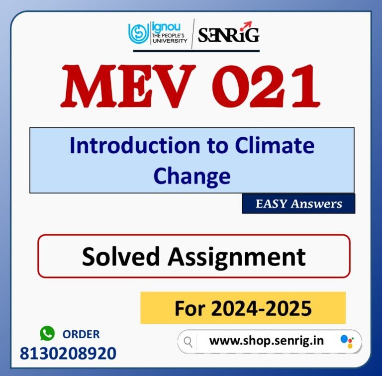 MEV 021 Introduction to Climate Change Solved Assignment for Session 2024-25 Download PDF