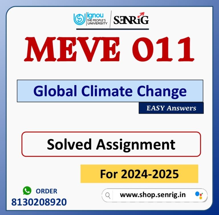 MEVE 011 Global Climate Change Solved Assignment for Session 2024-25 Download PDF