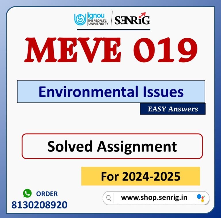 MEVE 019 Environmental Issues Solved Assignment for Session 2024-25 Download PDF