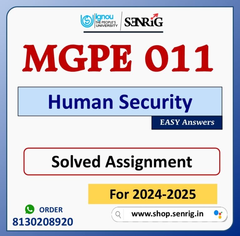 MGPE 011 Human Security Solved Assignment for Session 2024-25 Download PDF