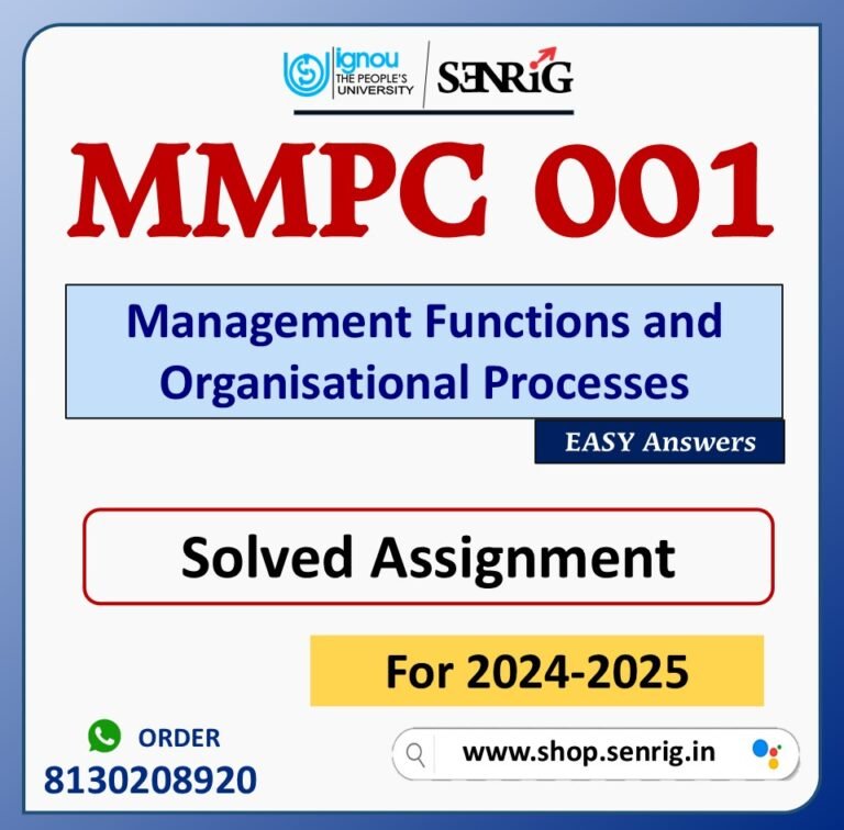 MMPC 001 Management Functions and Organisational Processes Solved Assignment for Session 2024-25 Download PDF