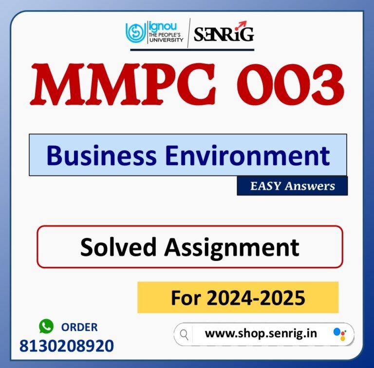 MMPC 003 Business Environment Solved Assignment for Session 2024-25 Download PDF