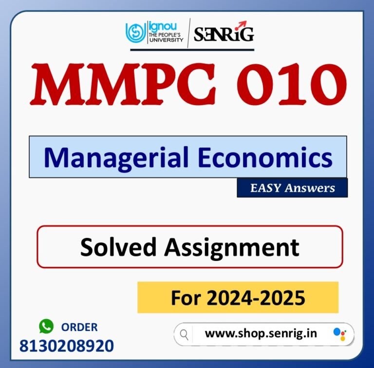 MMPC 010 Managerial Economics Solved Assignment for Session 2024-25 Download PDF