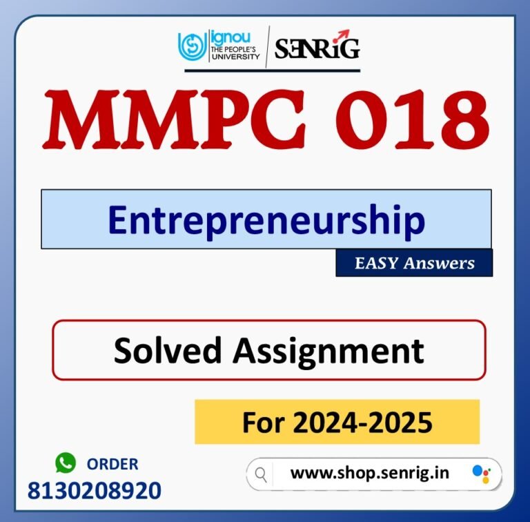 MMPC 018 Entrepreneurship Solved Assignment for Session 2024-25 Download PDF