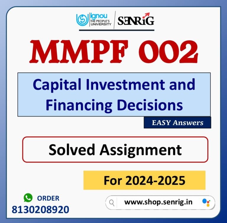 MMPF 002 Capital Investment and Financing Decisions Solved Assignment for Session 2024-25 Download PDF