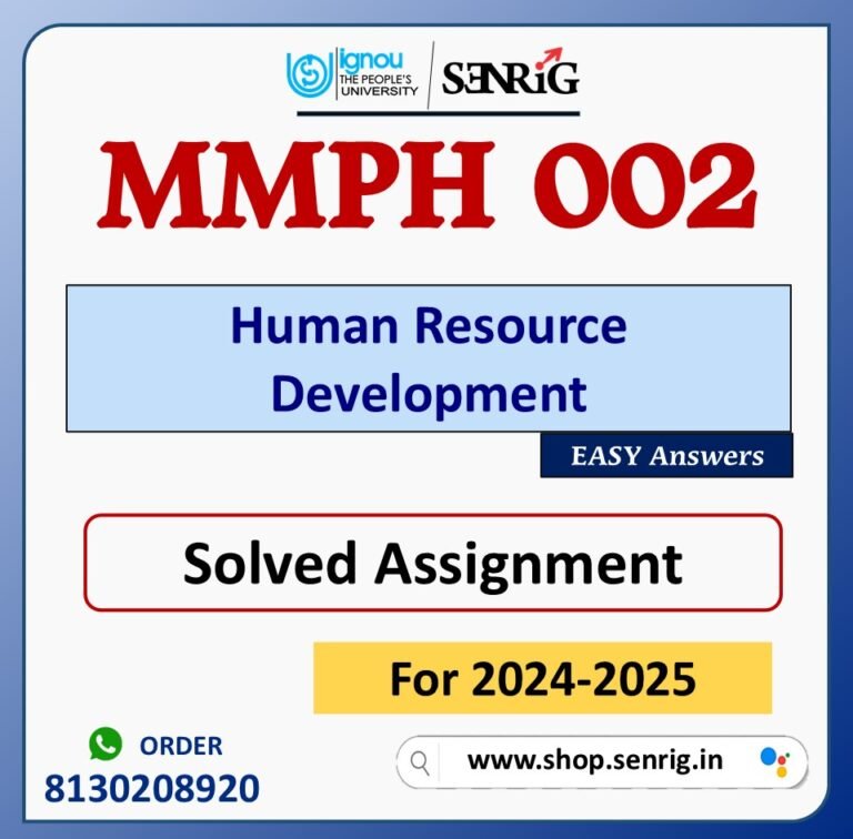 MMPH 002 Human Resource Development Solved Assignment for Session 2024-25 Download PDF