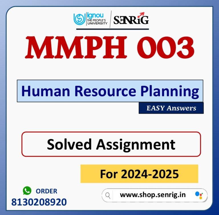 MMPH 003 Human Resource Planning Solved Assignment for Session 2024-25 Download PDF